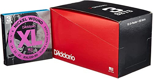 D'Addario ダダリオ エレキギター弦 ニッケル SuperLight .009-.042 EXL120-3D 3set入りパック x 10セット