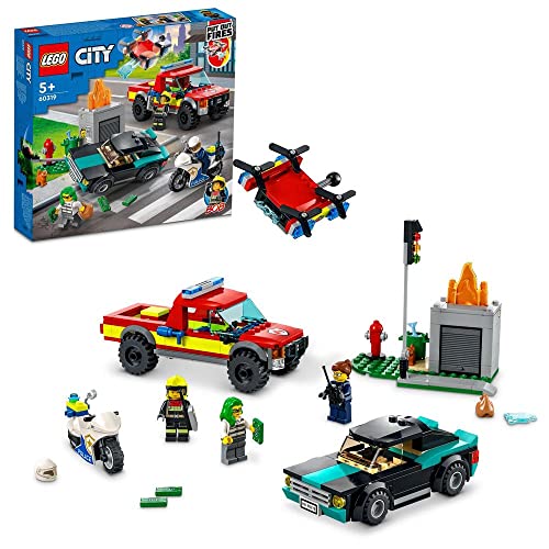 レゴ(LEGO) シティ 出動！しょうぼうレスキュー \u0026 ポリスチェイス 60319 手あそび 立ちはだかる 差し上げ物 消防 しょうぼう  貨物輸送無料