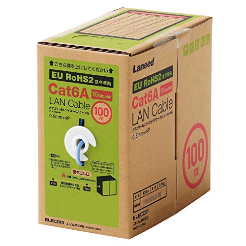 エレコム ローカルエリアネットワーク有線テレビ CAT6A CAT6A相応う 長尺 繋ぎ絶無 RoHS申し付ける判定基準 単線 リレックス 100m 青み LD-G 貨物輸送無料