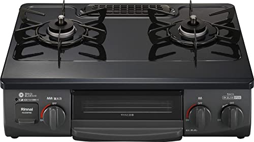 リンナイ ガステーブル 都市ガス12A・13A用 幅約56cm パールクリスタルトップ 片面焼きグリル 左強火力 KG35NPBKL/1 送料無料