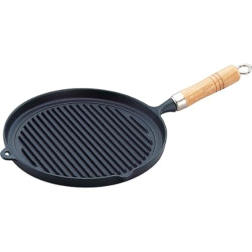 岩鋳 Iwachu グリルパン木柄付 黒焼付 内径24.5cm IH対応 南部鉄器 23029 送料無料