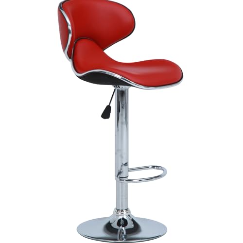不二貿易 カウンターチェア ハイチェア 幅45.5×奥行き54×高さ88.5~109.5cm レッド ダイニング キッチン 360度回転 送料無料