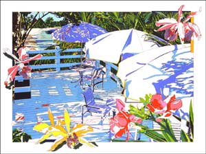 ◆ 鈴木英人 「汐風のささやくデッキ」（スペシャルエディション） -THE DECK WHISPERED BY SEA BREEZE（Special Edition）- 1992年 リトグラフ 額付版画作品 国内 送料無料 残僅少