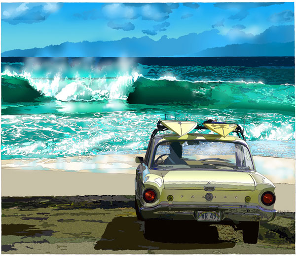 Grace 附帶em圖表畫框鈴木英人 桑迪海灘 Sandy Beach Oahu 2004年的