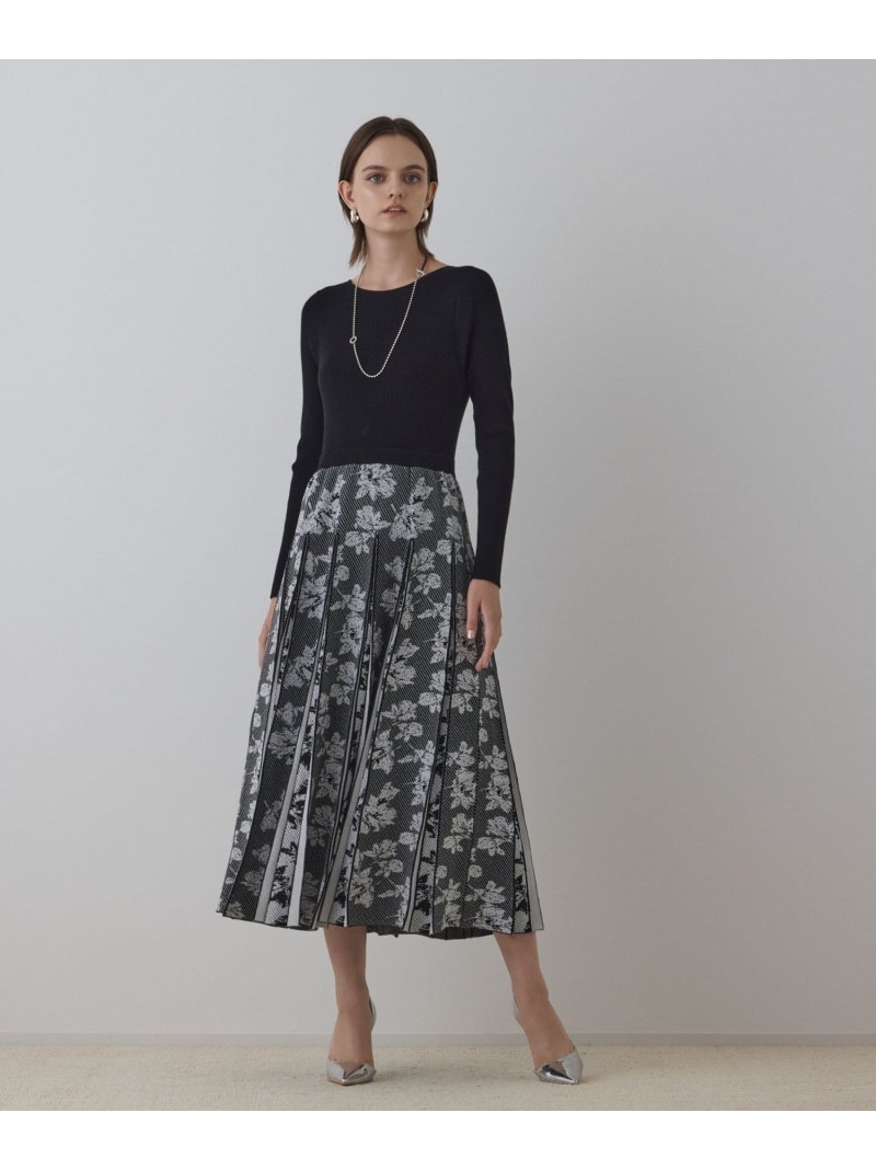 【SALE／30%OFF】ラメモールニットジャガードワンピース GRACE CONTINENTAL グレースコンチネンタル 衣装・お召しもの 衣装 黒いこと ベージュ【RBA_E】【貨物輸送無料】[ Fashion] レディースファッション-ワンピース