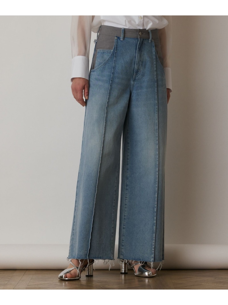 【SALE／70%OFF】コンビデニムワイドパンツ GRACE CONTINENTAL グレースコンチネンタル パンツ ジーンズ・デニムパンツ グレー ブラック【RBA_E】【送料無料】[ Fashion]