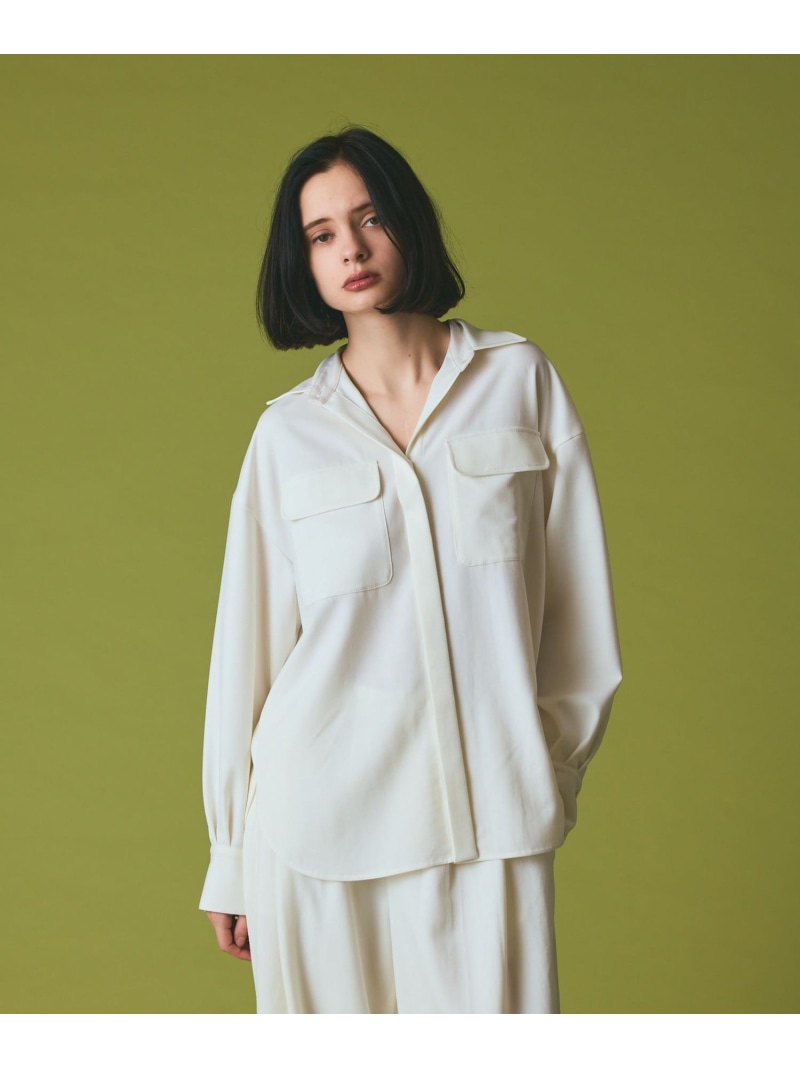 【SALE／40%OFF】ウールミリタリーシャツ GRACE CONTINENTAL グレースコンチネンタル トップス シャツ・ブラウス ブラック ベージュ【RBA_E】【送料無料】[ Fashion]