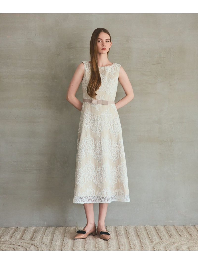 レースボーダードレス GRACE CONTINENTAL グレースコンチネンタル ワンピース・ドレス ドレス ベージュ ネイビー【送料無料】[ Fashion] 47,520円