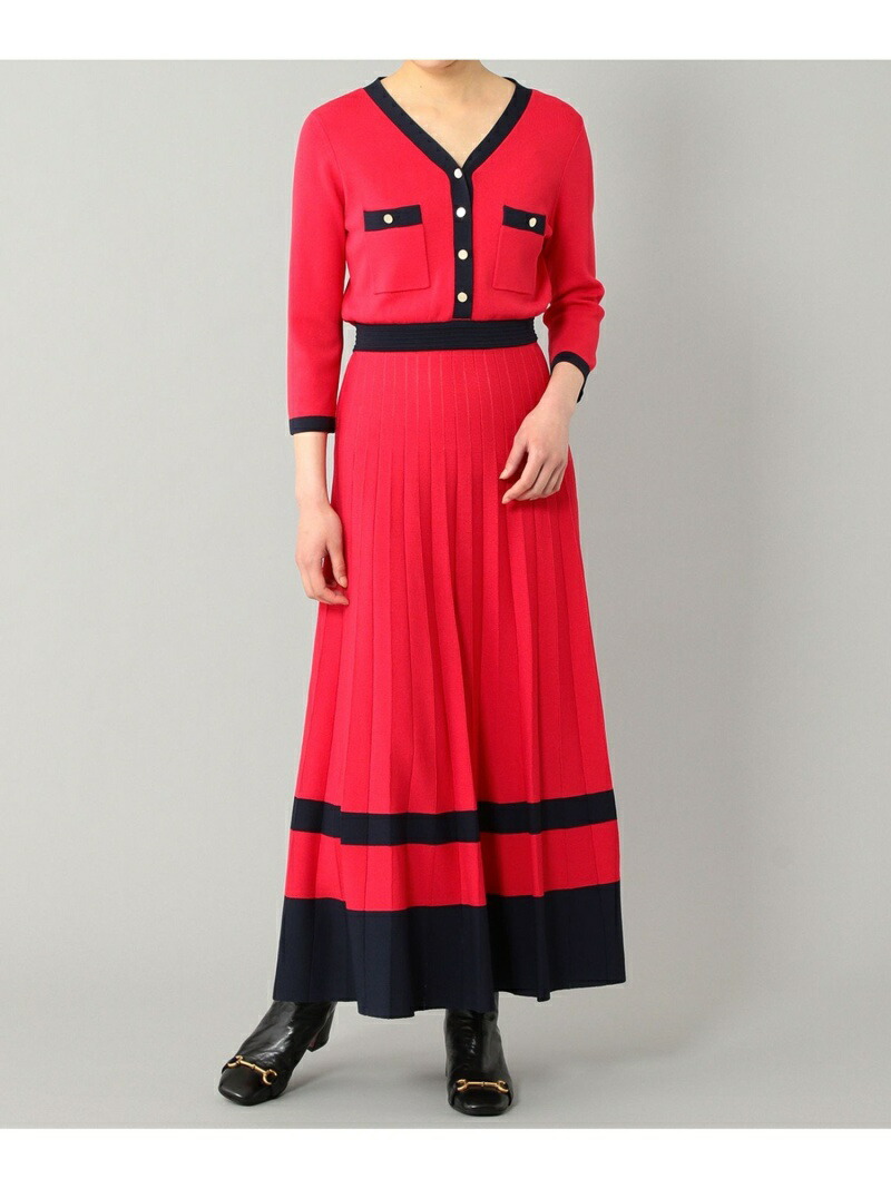 バイカラーvネックニットワンピース Grace Continental グレースコンチネンタル ワンピース ニットワンピース ベージュ レッド ブラック 先行予約 送料無料 Rakuten Fashion Bilingualminds Com