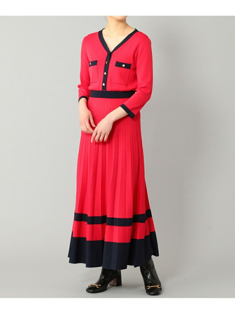 バイカラーvネックニットワンピース Grace Continental グレースコンチネンタル ワンピース ニットワンピース ベージュ レッド ブラック 先行予約 送料無料 Rakuten Fashion Bilingualminds Com