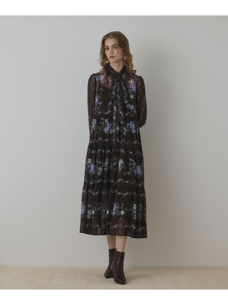 楽天市場】グレーププリントティアードワンピース GRACE