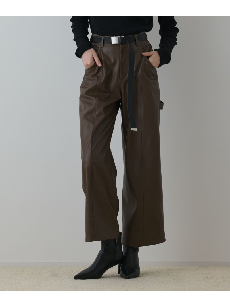 【SALE／50%OFF】カーブフェイクレザーパンツ GRACE CONTINENTAL グレースコンチネンタル パンツ その他のパンツ ブラウン ブラック【RBA_E】【送料無料】[ Fashion]｜gracecontinental／wythecharm