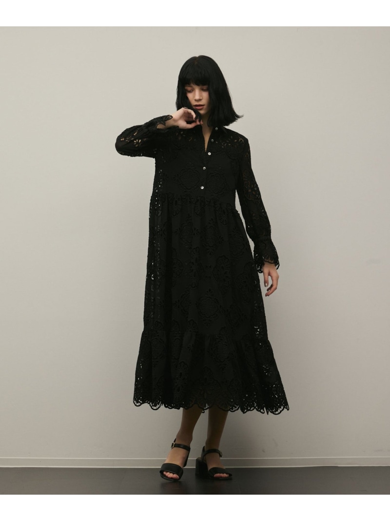 カットワーク刺繍ワンピース GRACE CONTINENTAL グレースコンチネンタル ワンピース・ドレス ワンピース ホワイト ブラック【送料無料】[ Fashion]