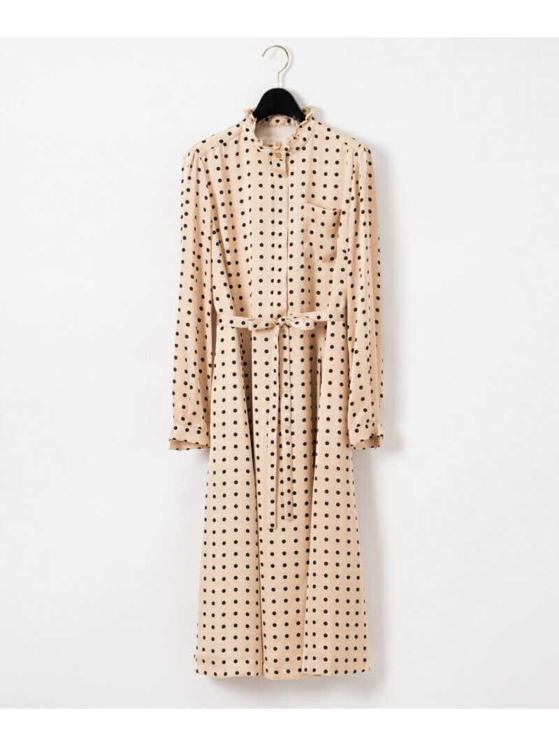 爆買い ワンピース ワンピース グレースコンチネンタル Continental Grace Fashion ドットプリントシャツドレス Rakuten シャツワンピース ブラック 送料無料 ベージュ