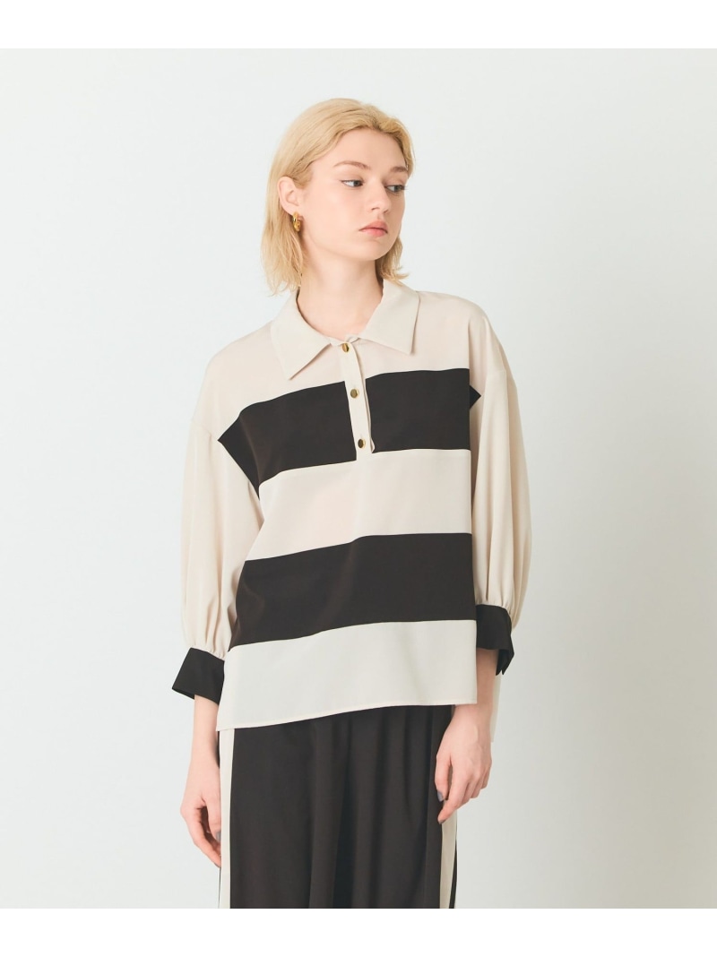 バイカラーポロトップ GRACE CONTINENTAL グレースコンチネンタル トップス ポロシャツ ベージュ【送料無料】[ Fashion]｜gracecontinental／wythecharm