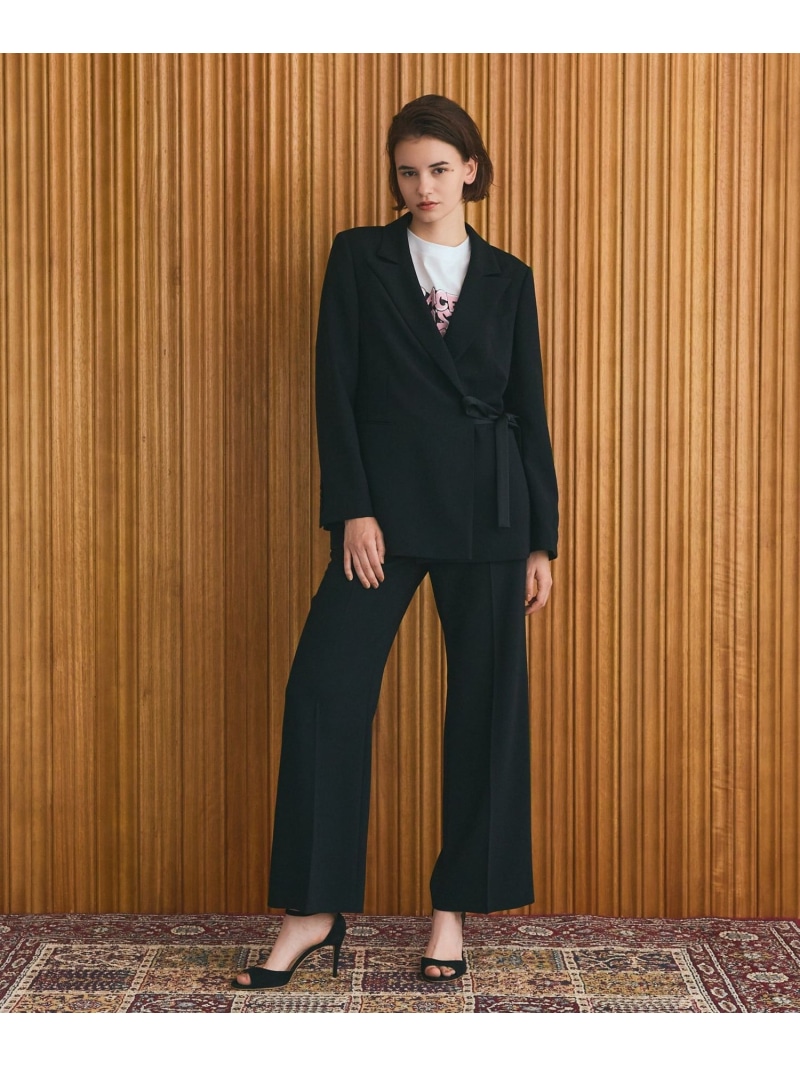 ダブルクロスストレートパンツ GRACE CONTINENTAL グレースコンチネンタル パンツ その他のパンツ ブラック ブラウン【送料無料】[ Fashion]