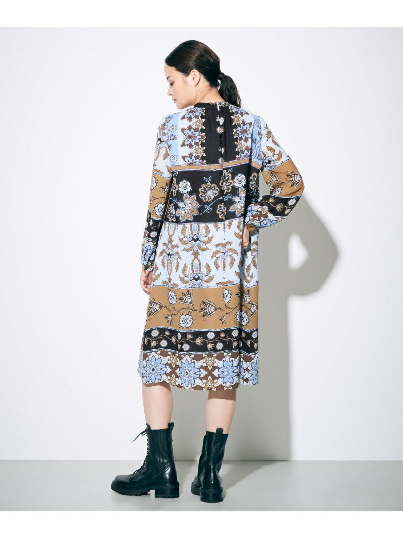 ハイネックサラサボーダープリントドレス Grace Continental グレースコンチネンタル ワンピース ワイシャツワンピース 青 赤いこと 送料無料 Rakuten Fashion Musiciantuts Com