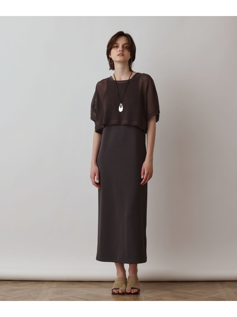 【SALE／50%OFF】メッシュレイヤードワンピース GRACE CONTINENTAL グレースコンチネンタル ワンピース・ドレス ワンピース グレー ブラック ホワイト【RBA_E】【送料無料】[ Fashion]