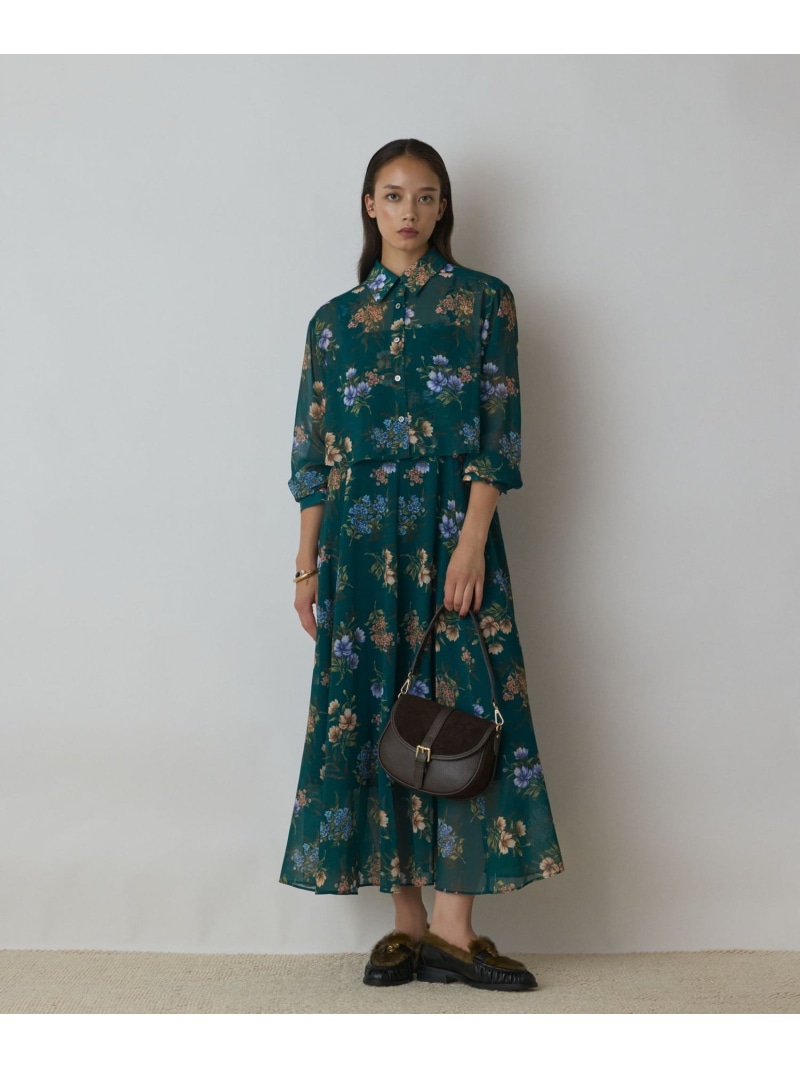 【SALE／50%OFF】プリントセットアップワンピース GRACE CONTINENTAL グレースコンチネンタル ワンピース・ドレス ワンピース ブラウン グリーン【RBA_E】【送料無料】[ Fashion]｜gracecontinental／wythecharm