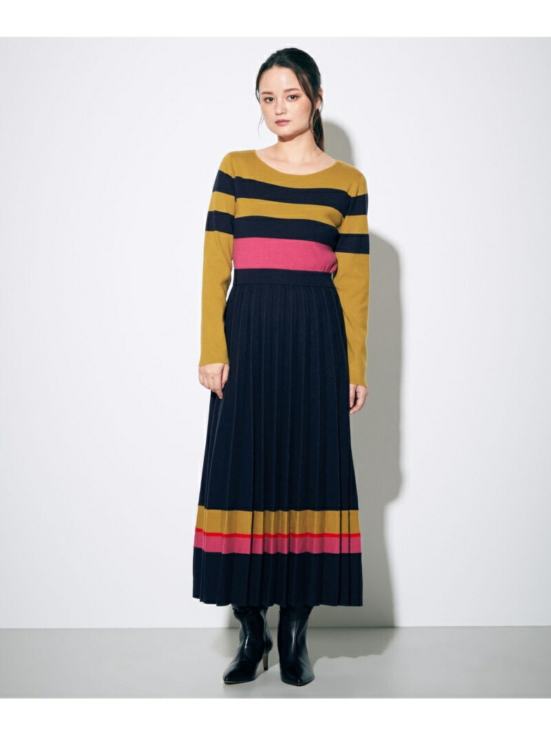 カラーボーダーニットワンピース Grace Continental グレースコンチネンタル ワンピース ニットワンピース ネイビー ベージュ 送料無料 Rakuten Fashion Fitolab Com Br