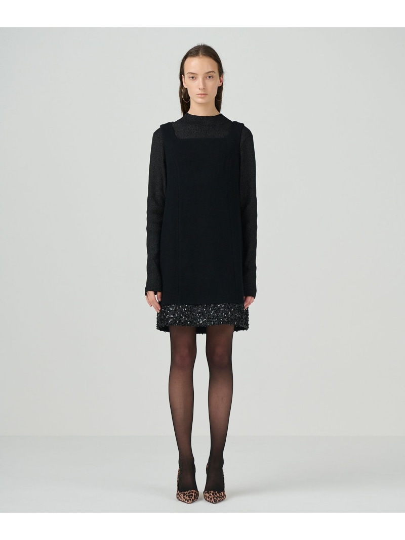 【SALE／60%OFF】スパンコールヘムミニワンピース GRACE CONTINENTAL グレースコンチネンタル ワンピース・ドレス ワンピース ブラック【RBA_E】【送料無料】[ Fashion]｜gracecontinental／wythecharm