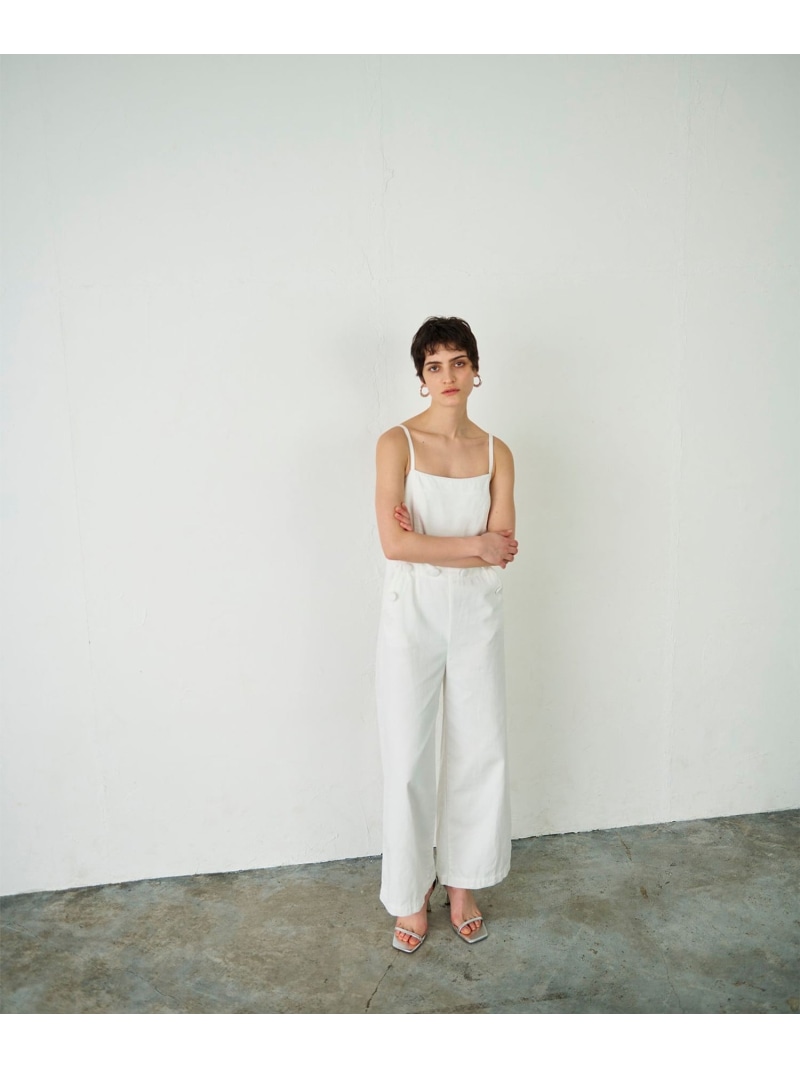 デニムサロペット GRACE CONTINENTAL グレースコンチネンタル パンツ ジーンズ・デニムパンツ ホワイト ブルー【送料無料】[ Fashion]｜gracecontinental／wythecharm