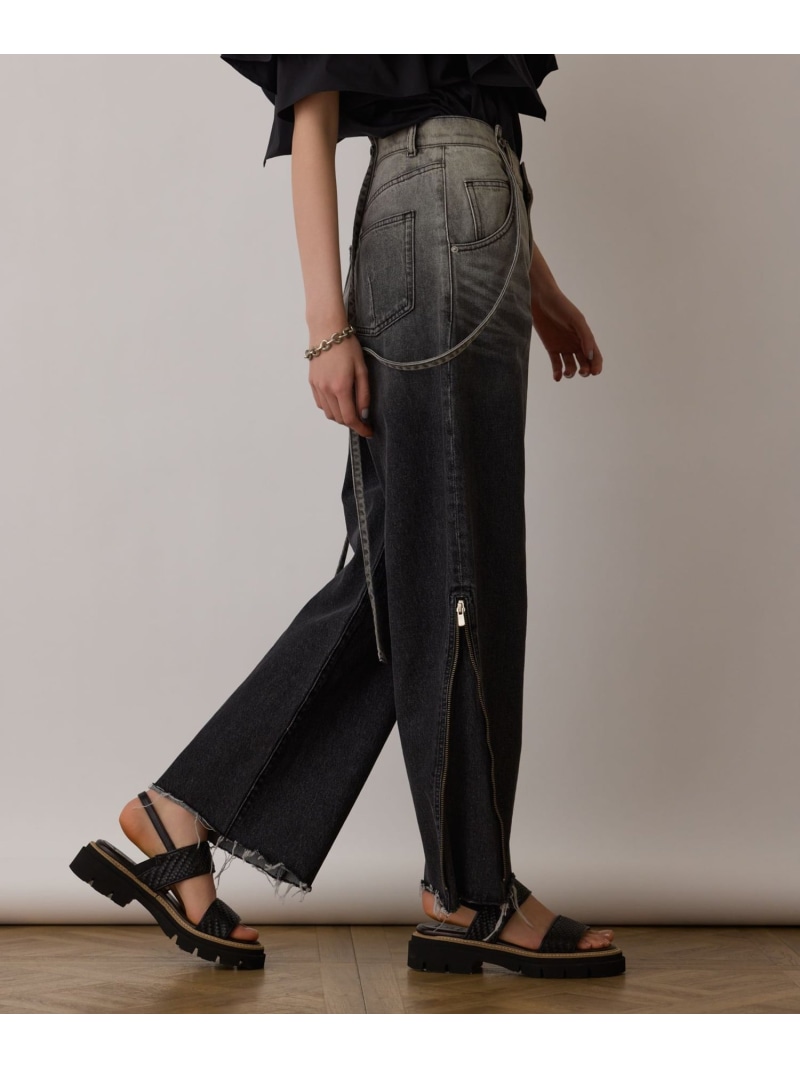 サス付zipデニムパンツ GRACE CONTINENTAL グレースコンチネンタル パンツ ジーンズ・デニムパンツ ブラック ブルー ベージュ【送料無料】[ Fashion]｜gracecontinental／wythecharm