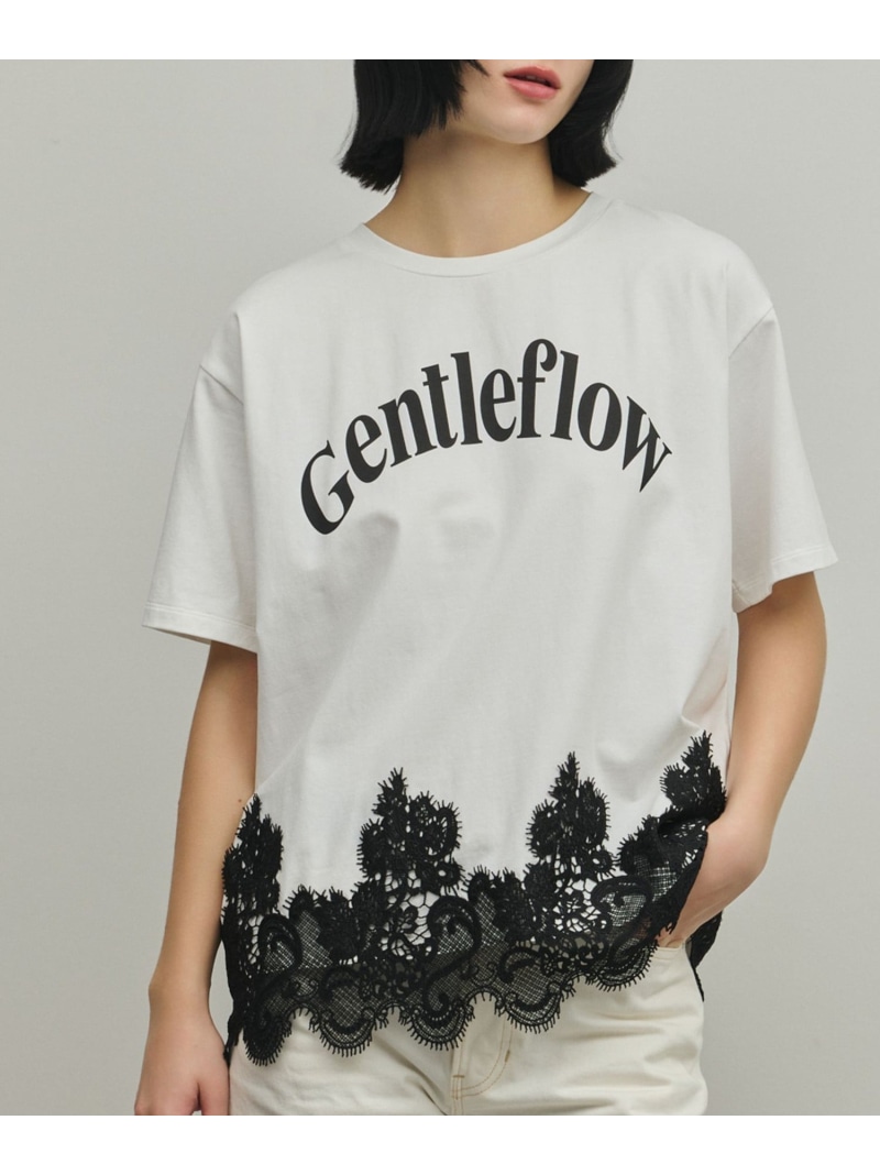 【SALE／10%OFF】レースヘムロゴティーシャツ GRACE CONTINENTAL グレースコンチネンタル トップス カットソー・ティーシャツ 白いこと 黒いこと【RBA_E】【貨物輸送無料】[ Fashion]