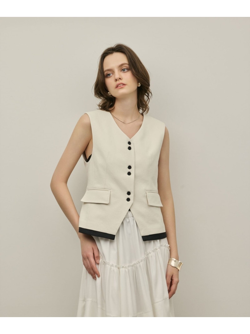 ドライオックスジレ GRACE CONTINENTAL グレースコンチネンタル トップス ベスト・ジレ パープル ベージュ【送料無料】[ Fashion]｜gracecontinental／wythecharm