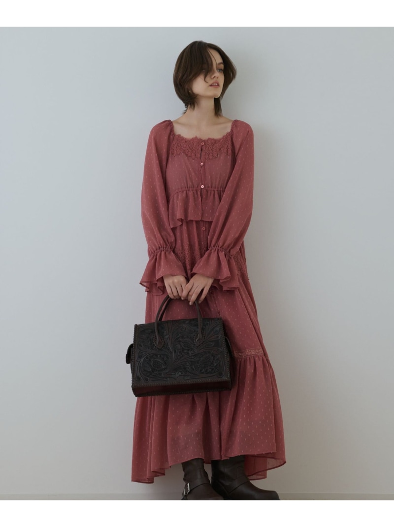 【SALE／50%OFF】レースコンビカットジャガードワンピース GRACE CONTINENTAL グレースコンチネンタル ワンピース・ドレス ワンピース ピンク ブラック ベージュ【RBA_E】【送料無料】[ Fashion]｜gracecontinental／wythecharm
