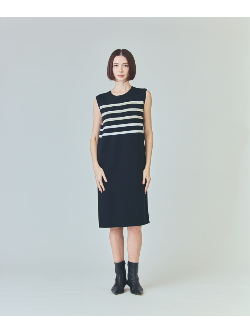 【SALE／50%OFF】ボーダーパールワンピース GRACE CONTINENTAL グレースコンチネンタル ワンピース・ドレス ワンピース ブラック ブラウン【RBA_E】【送料無料】[ Fashion]
