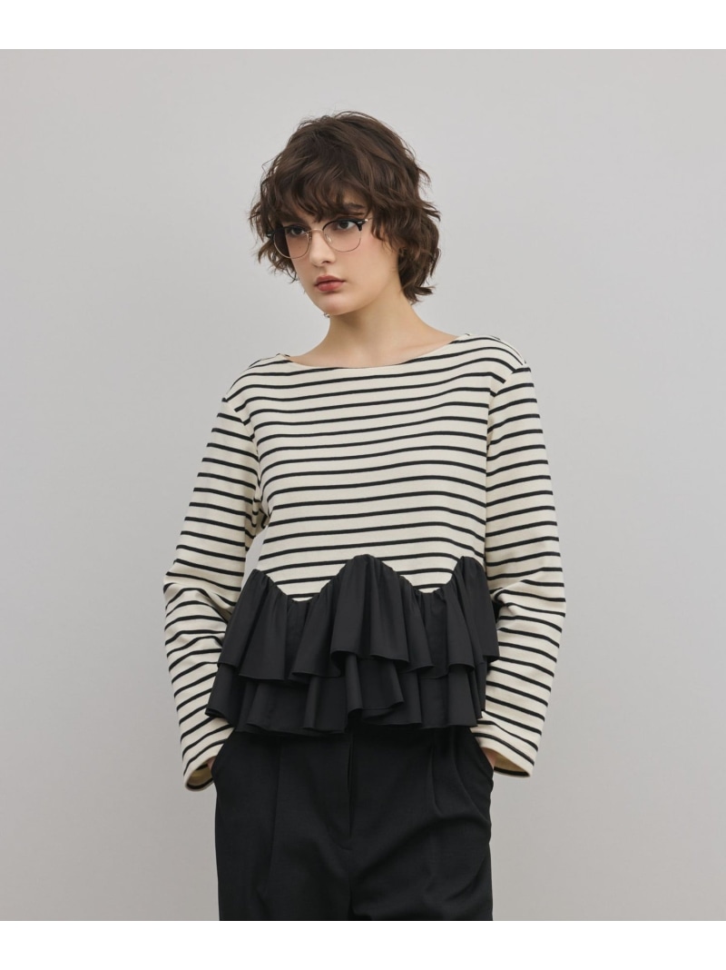 【SALE／30%OFF】タフタフリルカットトップ GRACE CONTINENTAL グレースコンチネンタル トップス カットソー・Tシャツ ブラック【RBA_E】【送料無料】[ Fashion]｜gracecontinental／wythecharm