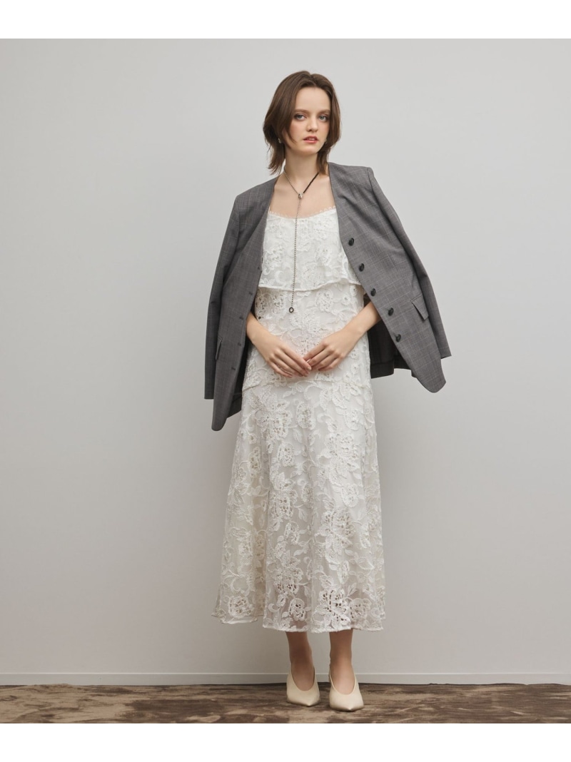 チュールレースロングワンピース GRACE CONTINENTAL グレースコンチネンタル ワンピース・ドレス ワンピース ホワイト【送料無料】[ Fashion]