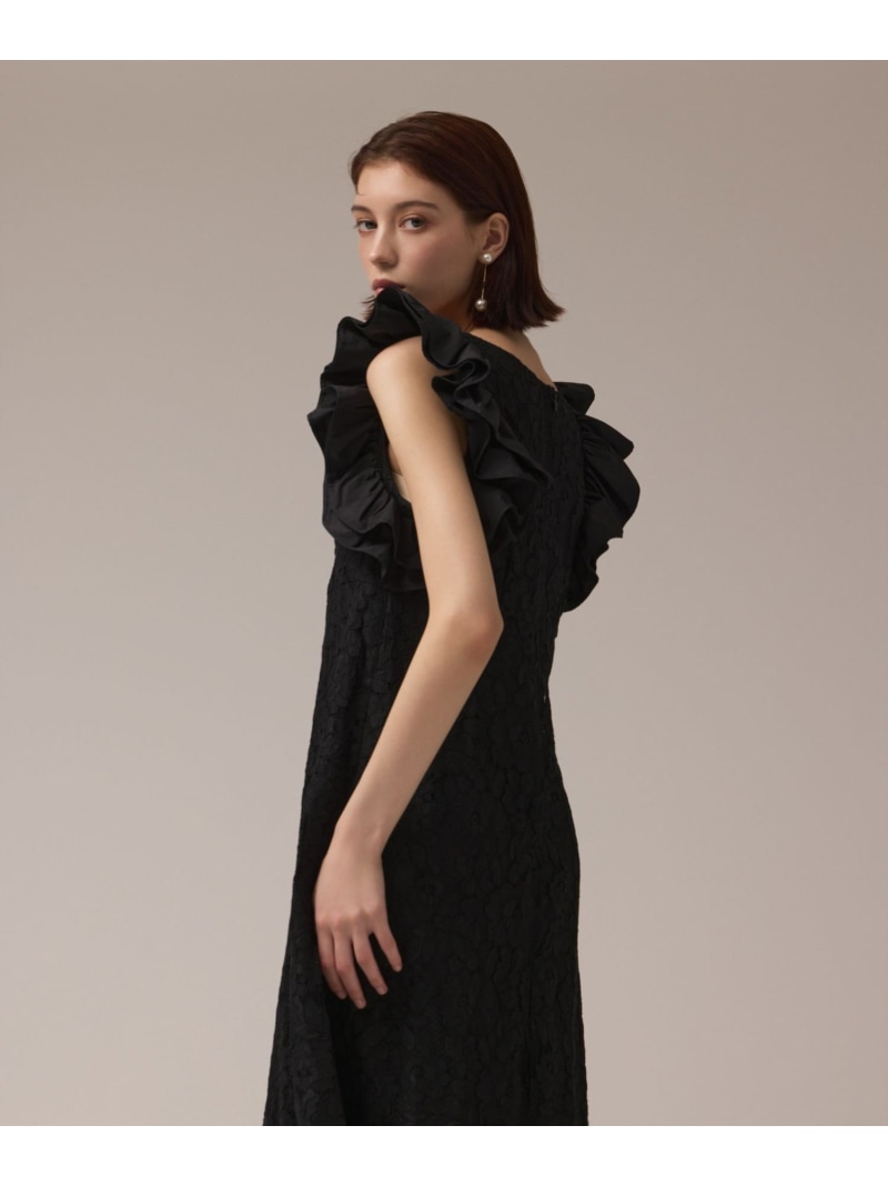 【SALE／30%OFF】フリルレースワンピース GRACE CONTINENTAL グレースコンチネンタル ワンピース・ドレス ドレス ブラック ブルー【RBA_E】【送料無料】[ Fashion]