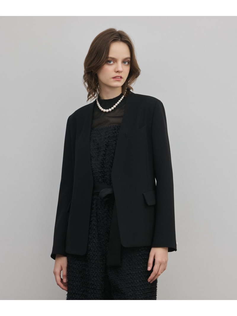 【SALE／30%OFF】トリアセノーカラージャケット GRACE CONTINENTAL グレースコンチネンタル ジャケット・アウター ノーカラージャケット ベージュ ブラック【RBA_E】【送料無料】[ Fashion]｜gracecontinental／wythecharm