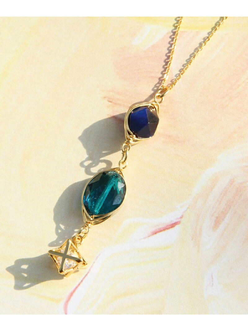 ブルー天然石 ガラスネックレス ゴールドフィルド Charm ワイスチャーム Wythe