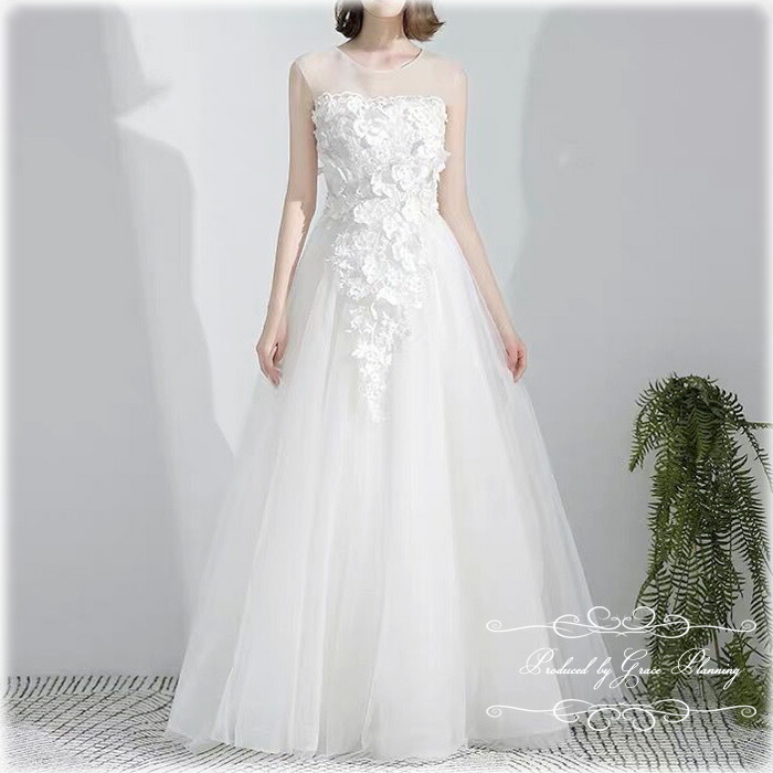 New ウェディングドレス二次会weddingdress 花かんむり白ティアラ撮影背景白 ロングドレスバッグ肩布ありウエディングドレス花嫁ドレス肩布ありウエディングドレスウェディングベールロング背景スタンドウェディングウェディングドレス