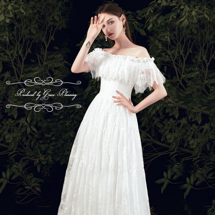 ウェディングドレスワンピースAライン二次会白結婚式ウエディングドレス花嫁ドレス海外挙式フォトウェディングにお勧めしますgcd0610
