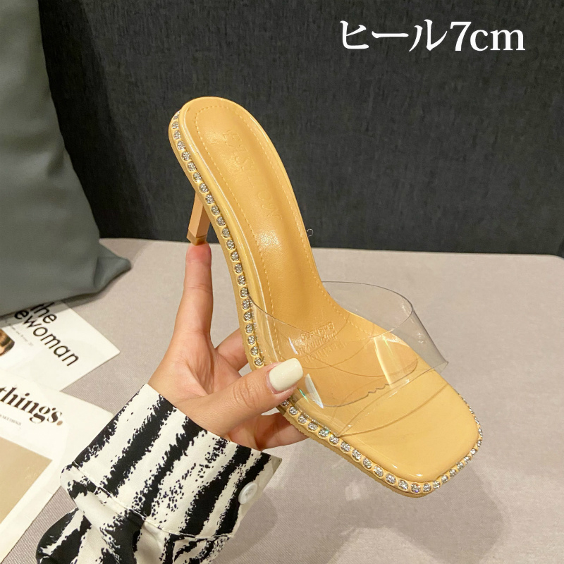 レオパードフラワーブラック yellow shoesのクリアサンダル - 通販