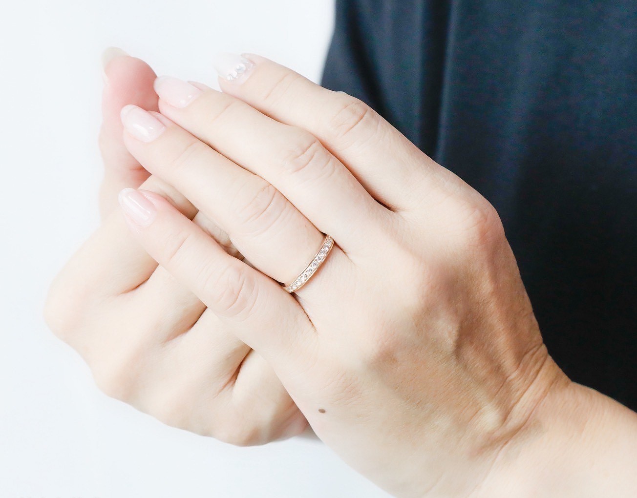 【 K18PG ダイヤモンド0.3ct HCハーフエタニティリング　カラーG-H クラリティSi-VS相当　EX 】 ダイヤモンド リング 婚約指輪 ダイヤ ハフエタ 結婚指輪　 K18 18金 イエローゴールド ピンクゴールド ホワイトゴールド　ANNA Briller　鑑別カード付 61,600円