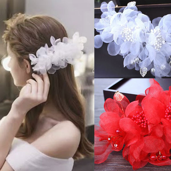 楽天市場】【同色2個セット】コサージュ羽根付き ヘッドドレス ヘア