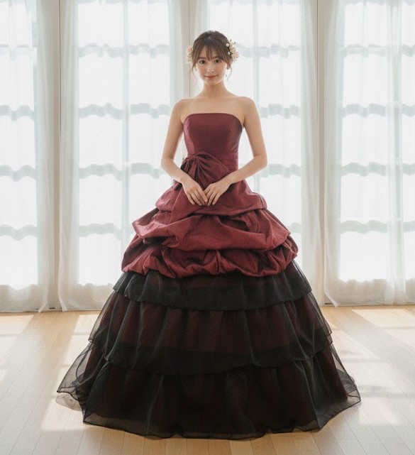 【peeさん専用】カラードレス　フリル　バイカラー バイカラーシフォンプリーツドレス