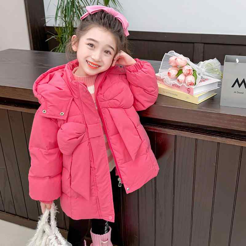 ちびっ子服 お嬢さん ガールズ 落ちこむ上衣 ホワイトダックダウン ボンネット付き添い人 朦々たる 生あたたかい 冬 防寒 通園 通学 お出かけ アウトドア キッズ