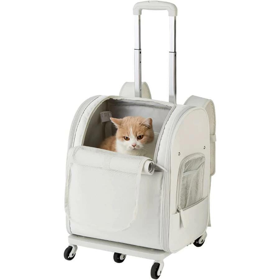 愛玩動物手押し車 愛玩動物用旅行バッグ 犬 猫用 5輪 キャスター 車載 着脱式 折りたたみ式 手提げ キャリーバッグ 持ちはこび手押し車 通気性