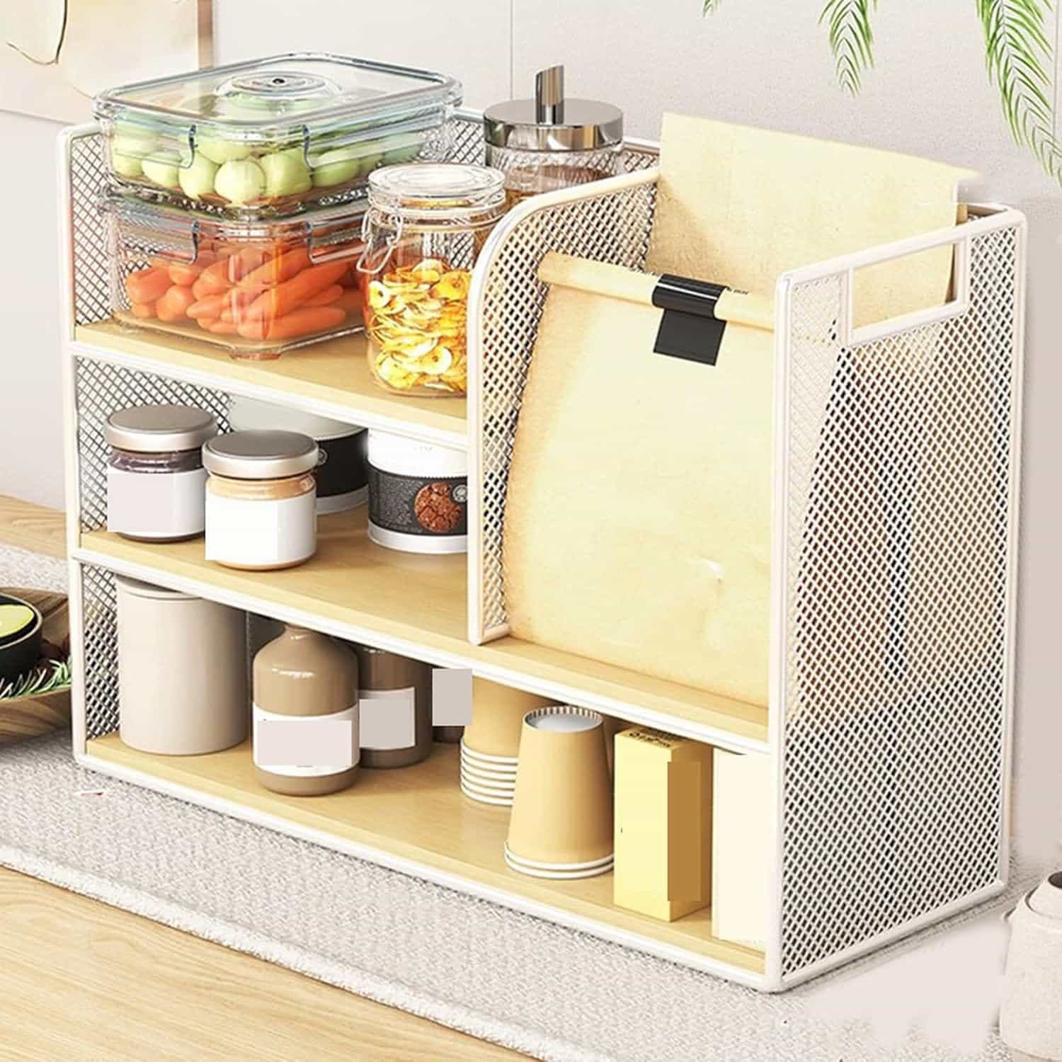 キッチンラック 頑丈 ラック 食器棚 スリム 40*16*39 カウンター上 卓上 ミニ 調味料ラック オープンラック 木製 スパイスラック 収納 薄型 小型 小さい 幅30 幅40 2段 3段 白｜Grace Select