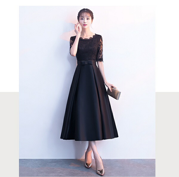 ドレス フォーマルドレス パーティードレス 黒 大きいサイズ 結婚式 お呼ばれ パーティードレス 他と被らない ワンピース パーティードレス レース 結婚式 ワンピース フォーマル 大量注文にも対応しています ワンピース 演奏会 袖付き 黒 母親 大人 ピアノ 発表会 袖