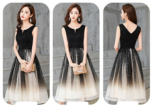 ランキング1位スーパーセール期間限定 ドレス ミモレ丈 結婚式 ワンピース パーティー ノースリーブ スリットネック 大人 ピアノ 発表会 フォーマルドレス Aライン エレガント イブニングドレス ブラック 大きいサイズ 撮影 ドレス ミモレ丈 結婚式 ワンピース ミモレ丈