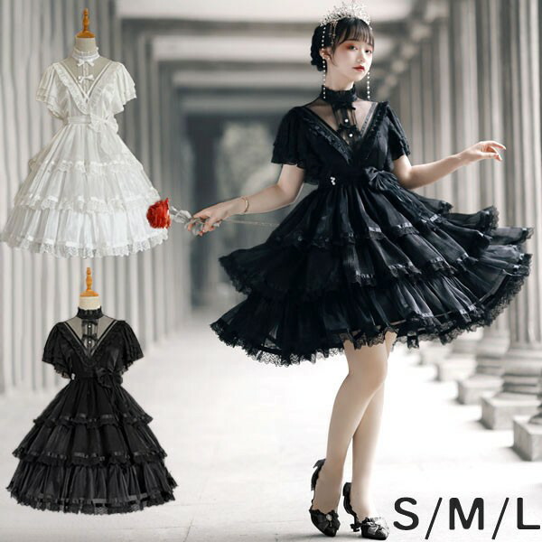 【美品】BODYLINE ゴスロリ ワンピース 黒 フリル レース ロリータ M 美品】BODYLINE ゴスロリ ワンピース 黒 フリル レース ロリータ