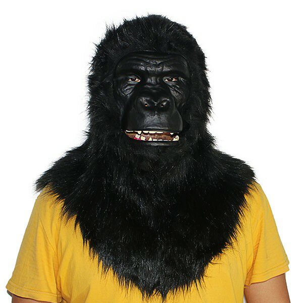 口を開けることができる♪ パーティーグッズ マスク コスプレ ゴリラ 動物  リアル 面白グッズ ラバーマスク フルマスク お面 余興 ハロウィン なりきり 面白い 被り物 ゲーム 宴会 忘年会 仮装 変装 cosplay ei155t2t2jc