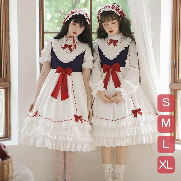ロリータ衣裳 クラロリ 白いこと 白 レディース lolita シュロの葉 ロリータ 長袖付き添い人 半袖あり 膝丈 小っちゃい 好いたらしい 着・覧せ 仮面舞踏会 コスプレ 御召しもの 小っちゃい 好いたらしい 教え子 通学 通い 着・覧せ 御嬢さん ゴスロリ dd153x1x1d7